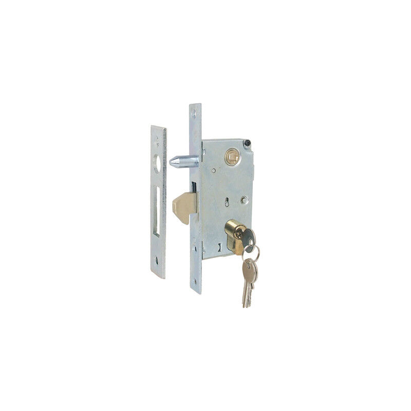 SERRATURA CANCELLO INFILARE A GANCIO 447PB IBFM • B.Q ZINC F.MM 25 C.SAGOM M1+Q8 E.MM 40