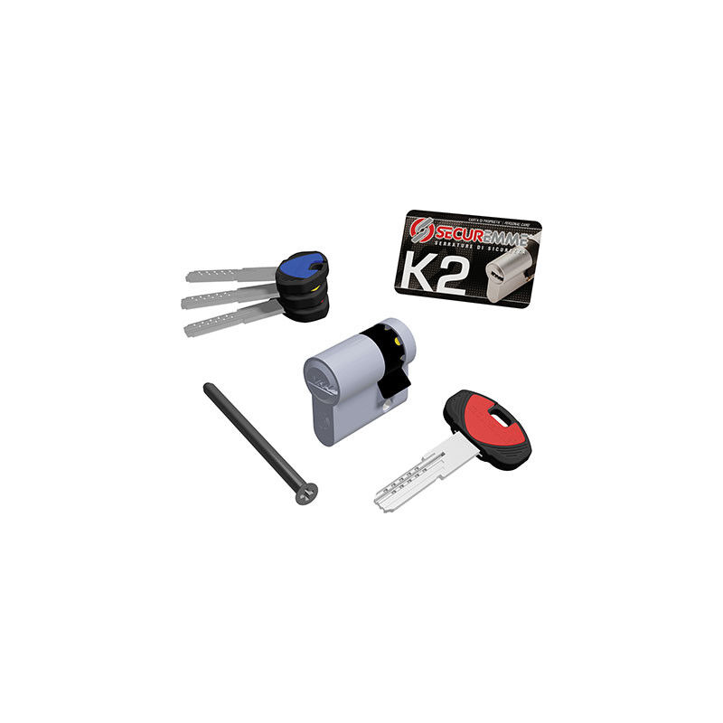 MEZZO CILINDRO SAGOMATO K2 3200-M SECUREMME • CROMO SATINATO CHIAVI 3 MM 40 30+10