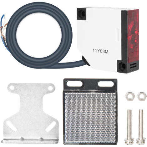 DEWIN Reflex-Lichtschranke E3JK-R4M1 – Photoelektrischer Induktionsschalter AC 90-250V Mit Reflektor & Montageset