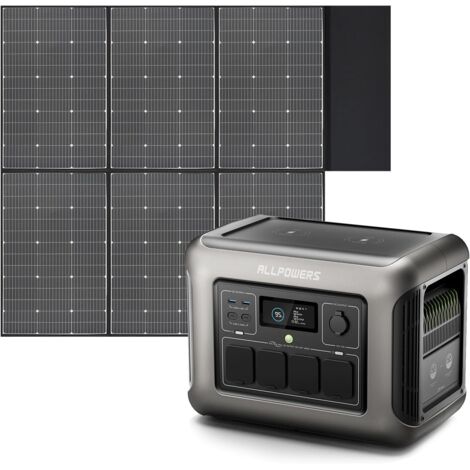 ALLPOWERS Generador Solar R1500 1152Wh LiFePO4 Batería con Panel Solar de 600W, 4 Salidas AC de 1800W (3000W Pico), Estacion de Energia Portatil para Exteriores, Camping, Apagón, Emergencia (1/5)