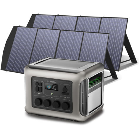 ALLPOWERS Generador Solar R2500 con 2 Paneles Solares Plegables de 200W, 2016Wh Batería LiFePO4, 4 Salidas CA 2500W (4000W Pico), Estación de Energía Portátil para Camping, Viajes, Corte de Energía