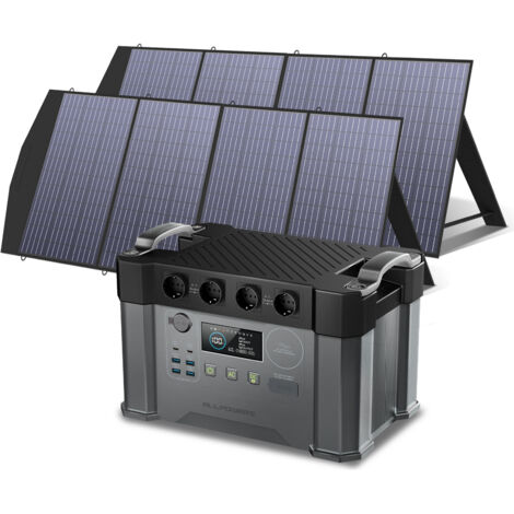 ALLPOWERS Estación de Energía Portátil S2000 Pro 1451Wh, 2400W (4000W pico de valor) con 2 paneles solares plegables de 200W, Generador solar Carga Rápida de 1.5 H, para emergencias, camping, viajes