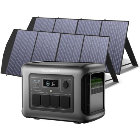 ALLPOWERS R1500 LITE Estación de Energía Portátil con 2 Paneles Solares Plegables de 200W, 1056Wh LFP Batería, 4 tomas AC de 1600W (3200W Pico), Generador Solar para Camping, Viajes, Emergencia, Corte