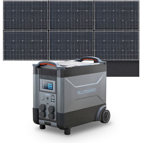ALLPOWERS Estación de energía portátil R4000 con Panel Solar Portátil 600W, batería LFP de 3456Wh, 4 Tomas CA 4000W (6000W Pico), Carga Rápida de 1.2H, generador solar para Acampar, Cortes, UPS Backup