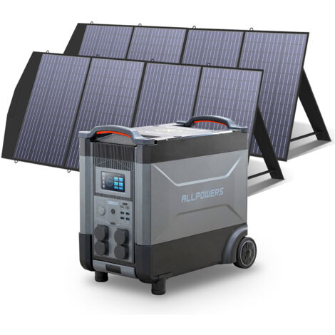 ALLPOWERS Estación de energía portátil R4000 con 2 x 200W Paneles Solares, batería LFP de 3456Wh, 4 Tomas CA 4000W (6000W Pico), Carga Rápida de 1.2H, generador solar para Acampar, Cortes, UPS Backup (1/5)