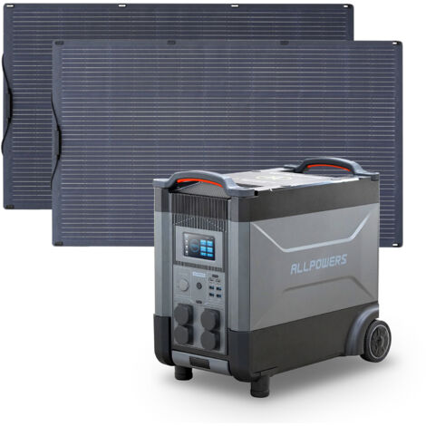 ALLPOWERS Generador Solar R4000 con con 2 Paneles Solares de 200W, 3456Wh Batería LFP, 4 Salidas CA 4000W (6000W Pico), Carga Rápida de 1.2H, Estación de energía portátil para Viajes, Camping, Cortes