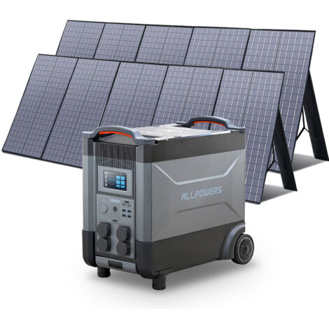 ALLPOWERS Estación de energía portátil R4000 con 2 x 400W Paneles Solares, batería LFP de 3456Wh, 4 Tomas CA 4000W (6000W Pico), Carga Rápida de 1.2H, generador solar para Acampar, Cortes, UPS Backup (1/5)