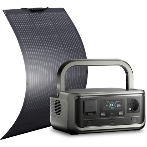 ALLPOWERS VOLIX P300 Generador Solar con 100W Panel Solar Flexible, 256Wh Batería LiFePO4, Salida CA de 300W (600W Pico), Carga Rápida de 1H, Estación de energía portátil para Viajes, Camping, Cortes
