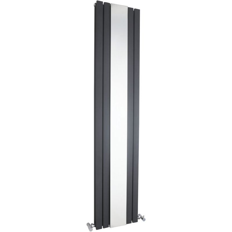 Square Vertical Double Panel Radiator with Mirror - 1800mm x 354mm ...