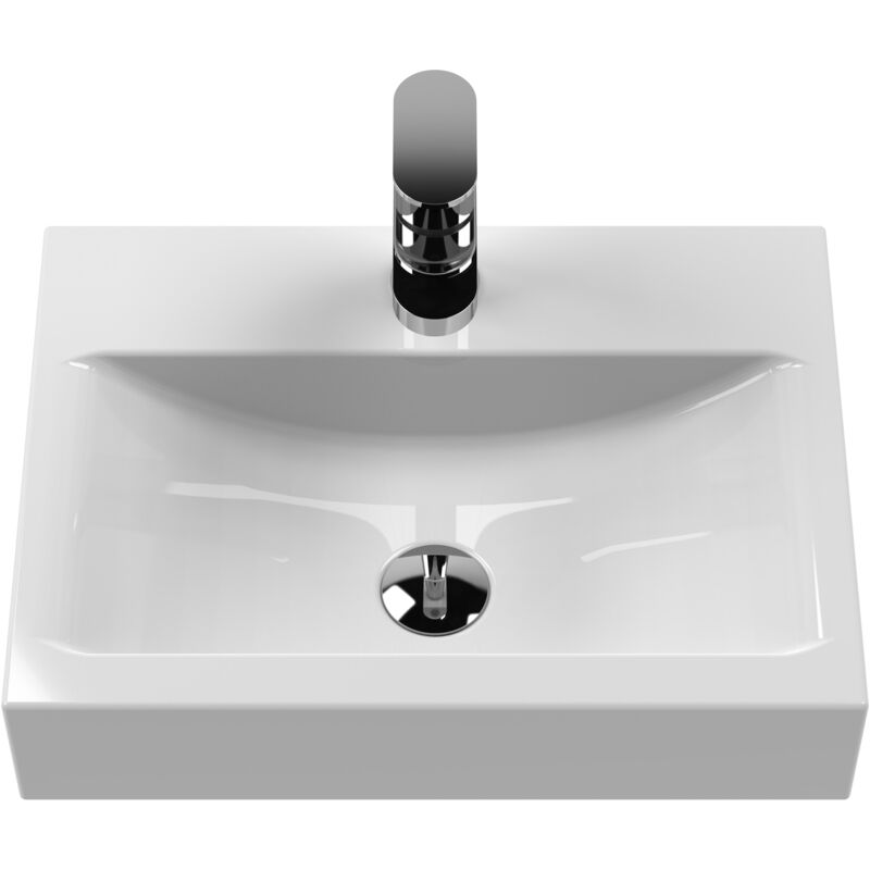 Rectangular 1 Tap Hole Ceramic Countertop Vessel without Overflow - 460mm