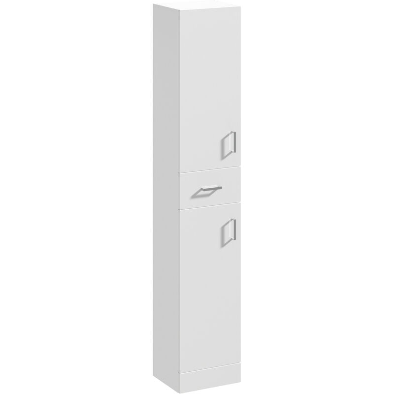 Slimline Floor Standing Bathroom Tall Unit - 350mm - Gloss White