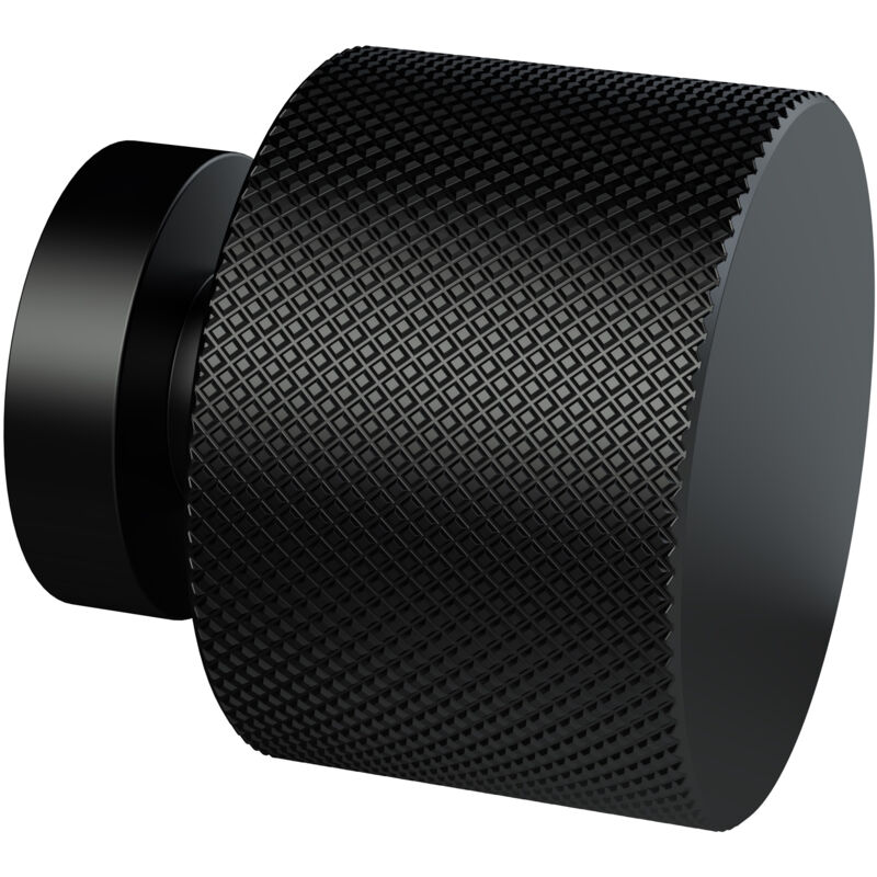 Knurled Indented Round Knob, 30mm - Matt Black