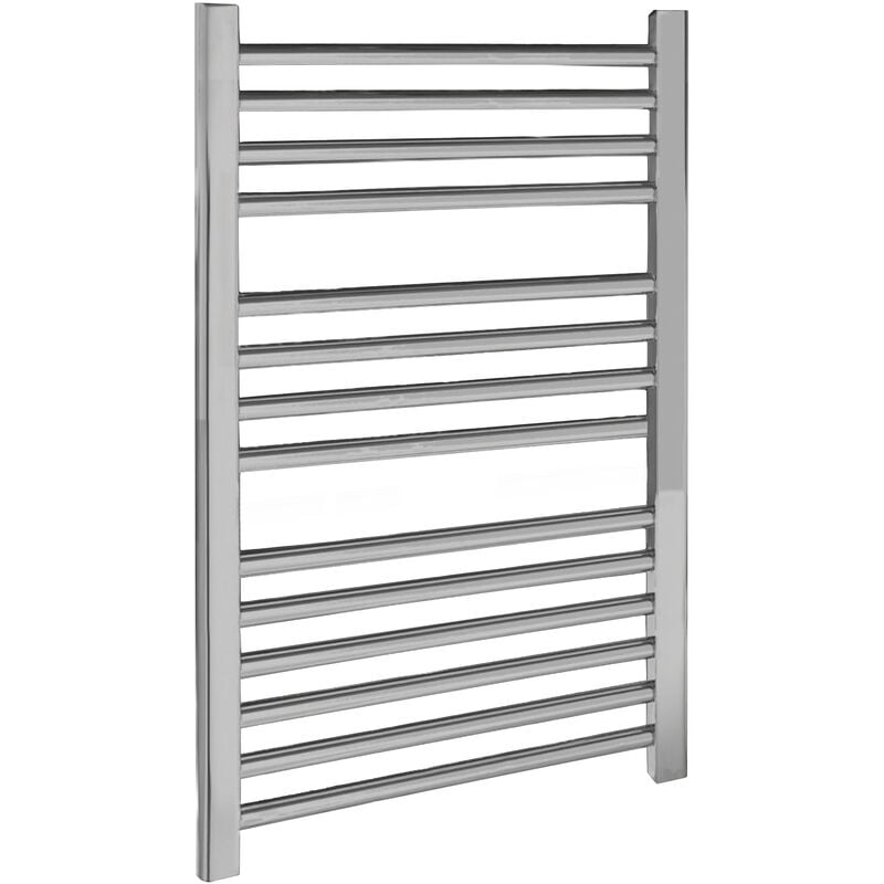 Heated Vertical Towel Rail with Straight Rails - 679 BTU - 700mm x 500mm - Chrome