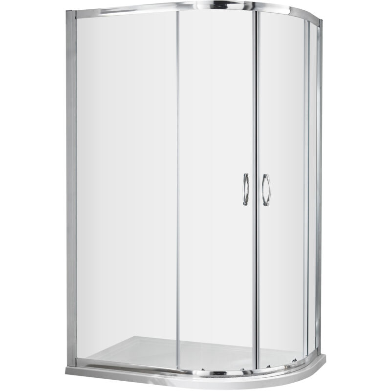 Contemporary 5mm Toughened Safety Glass Offset Quadrant Shower Enclosure - 1200 x 900mm - Chrome - Balterley