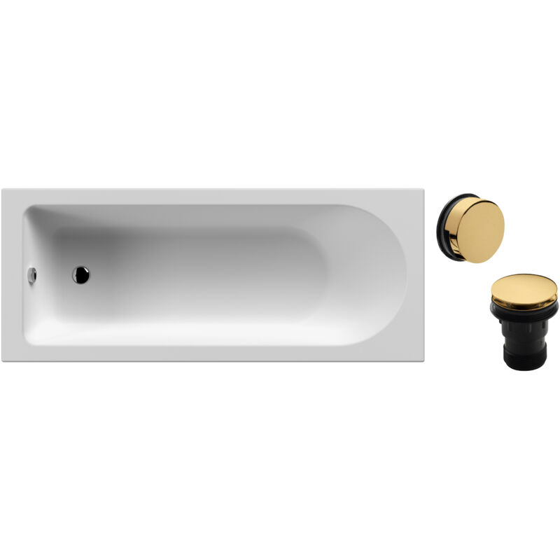 Round Single Ended Bath and Brushed Brass Waste - 1700 x 700mm