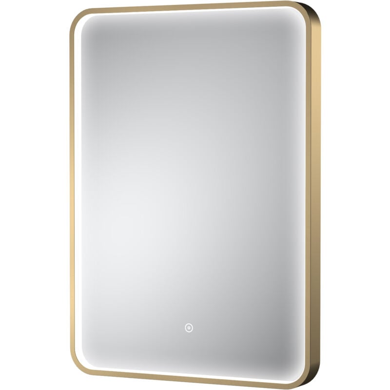 Contemporary Inset Framed LED Touch Sensor Mirror with De-mister Pad - 700 x 500mm - Brushed Brass - Balterley