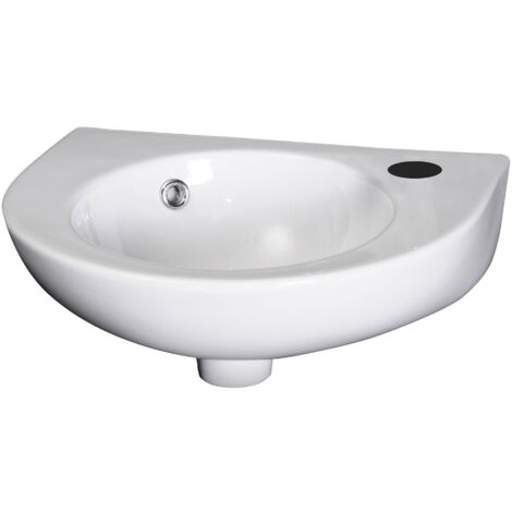 Balterley Anslow Cloakroom Wall Hung 1 Tap Hole Round Ceramic Basin with Overflow, 450mm - White