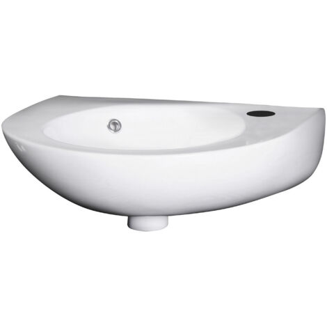 Balterley Anslow Cloakroom Wall Hung 1 Tap Hole Round Ceramic Basin with Overflow, 350mm - White