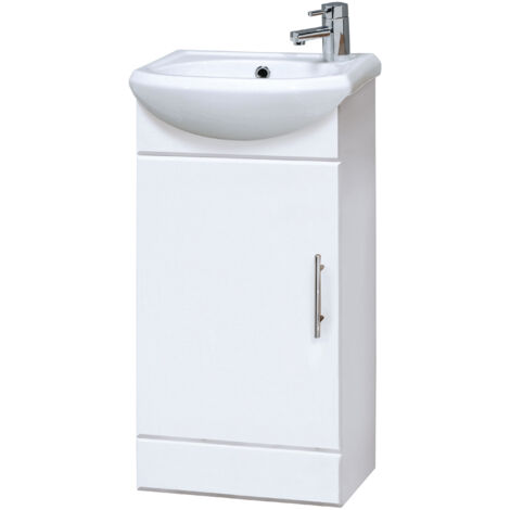 Hamstall 1 Door Modern Vanity Basin Unit, Gloss White, 400x780x200mm