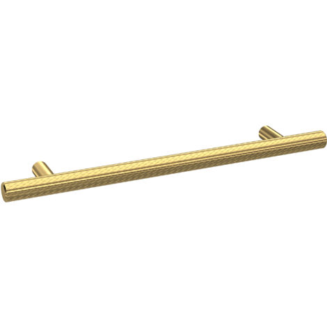 Furniture Handle Textured Knurled Bar Handle, 220mm (160mm Centres) - Brushed Brass