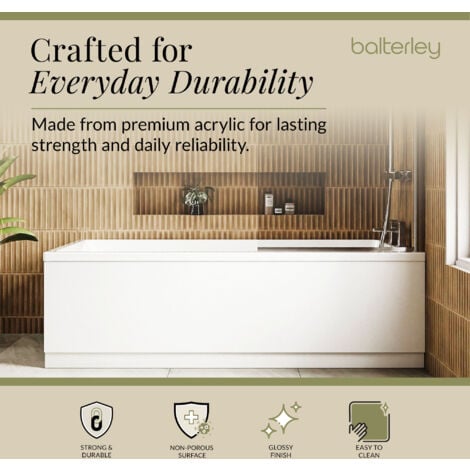 Single Ended Straight Shower Bath with Leg Set - 1700mm x 700mm