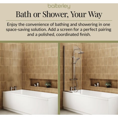 Single Ended Straight Shower Bath with Leg Set - 1700mm x 700mm