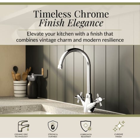 Mono Two Crosshead Handle Sink Mixer Tap - Chrome