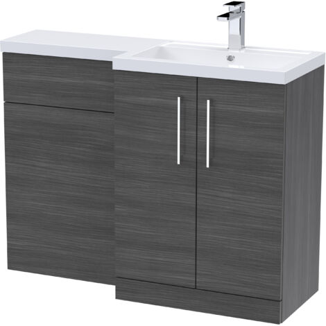 Furniture Combination Vanity Basin and WC Unit Right Hand - 1100mm x 390mm - Anthracite