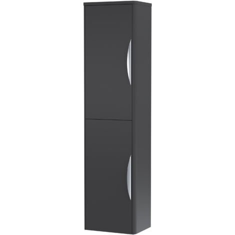 Wall Hung Tall Bathroom Storage Unit 1399 x 356 x 253mm - Dark Grey