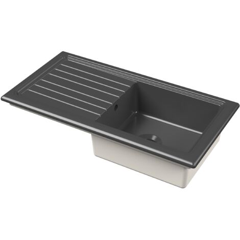 101cm Inset Counter Top Single Bowl Fireclay Ceramic Kitchen Sink - Grey