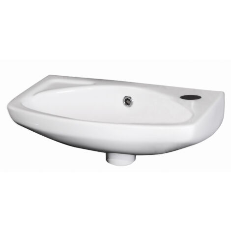 Balterley Anslow Cloakroom Wall Hung 1 Tap Hole Oval Ceramic Basin with Overflow, 450mm - White