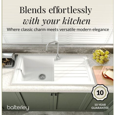 101cm Inset Counter Top Single Bowl Fireclay Ceramic Kitchen Sink - White