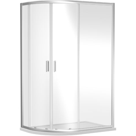 Offset Quadrant 6mm Toughened Safety Glass Shower Enclosure - 1200mm x 800mm - Chrome