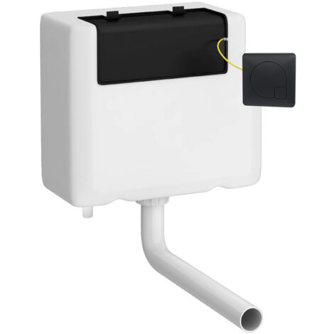 Universal Water Saving Dual Flush Bottom Inlet & Square Flush Plate - Matt Black