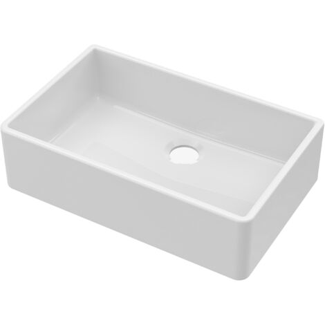 795mm - Fireclay Single Bowl Butler Kitchen Sink - No Overflow &  No Tap Hole