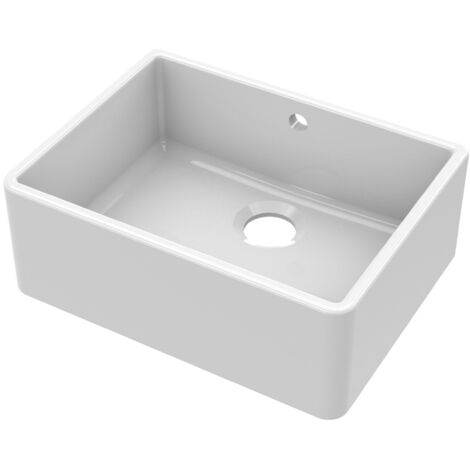 595mm - Single Bowl Butler Kitchen Sink - with Overflow & No Tap Hole