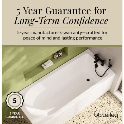 Round Single Ended Straight Shower Bath with Leg Set - 1500mm x 700mm
