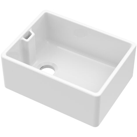 Fireclay Single Bowl Belfast Kitchen Sink with Overflow, No Tap Hole, 595mm