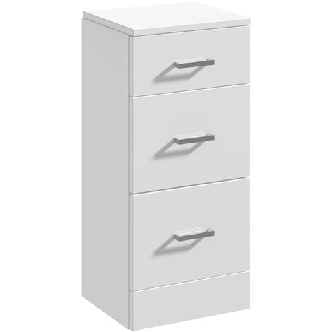 Slimline 3 Drawer Unit - 350mm - Gloss White