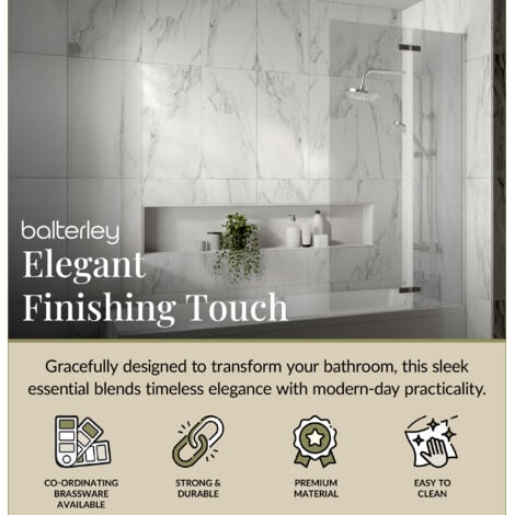 Chrome 5mm Toughened Safety Glass Centre Hinged Shower Bath Screen