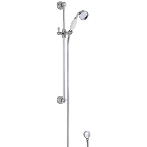 Traditional Slide Rail Shower Kit with Outlet Elbow - Chrome/White
