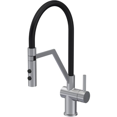 Balterley Haughton Modern Kitchen Mono Mixer Tap with Single Lever Handle, High Curved Swivel Spout - Brushed Nickel Finish (1/5)