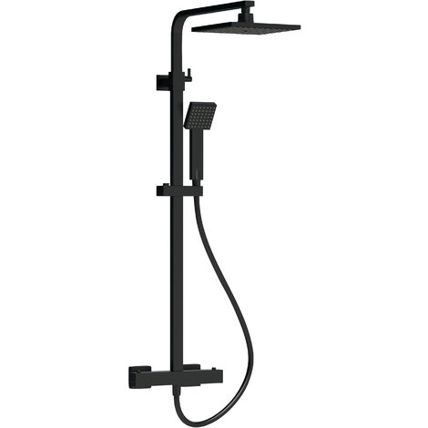Balterley Swinscoe Square Thermostatic Shower Kit with Fixed Head and Adjustable Handset - Matt Black