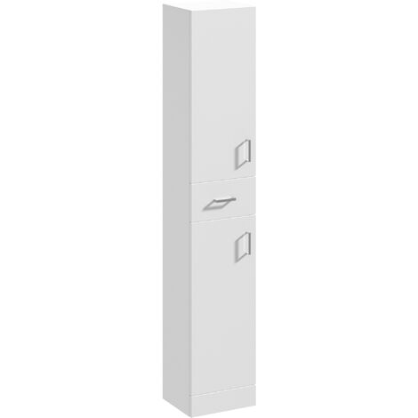 Slimline Floor Standing Bathroom Tall Unit - 350mm - Gloss White