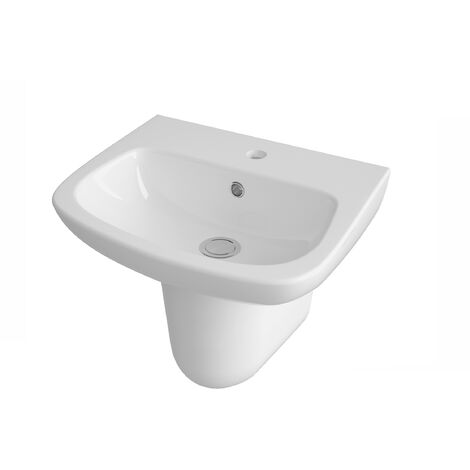 1 Tap Hole Ceramic Basin & Semi Pedestal - 500mm (1/2)