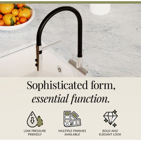 Modern Kitchen Mono Mixer Tap with 2 Lever Handles, 436mm - Chrome