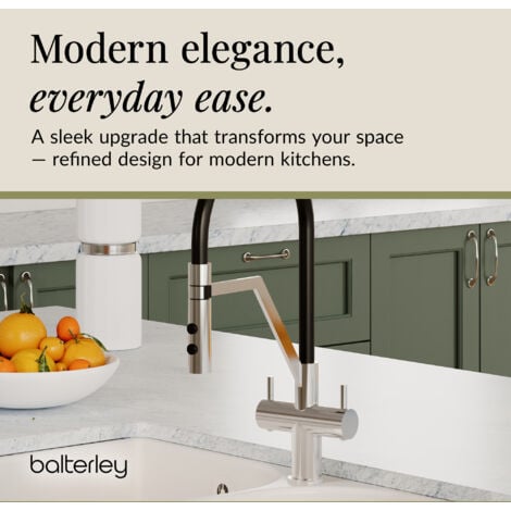 Modern Kitchen Mono Mixer Tap with 2 Lever Handles, 436mm - Chrome
