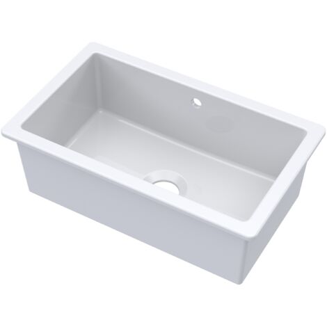 Fireclay Single Bowl Square Undermount Kitchen Sink, With Overflow,763x457x254mm (1/3)