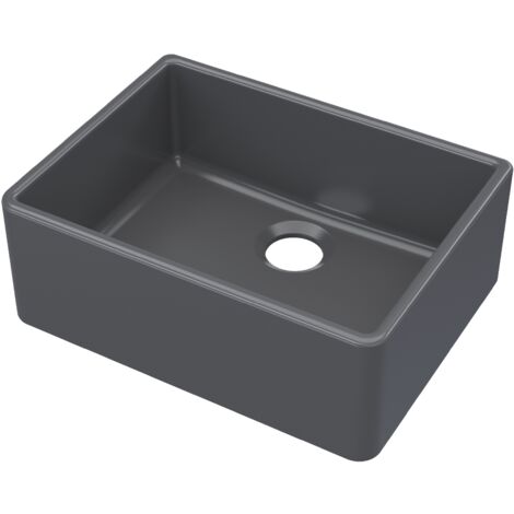 595mm - Fireclay Kitchen Single Bowl Butler Sink  - Soft Black