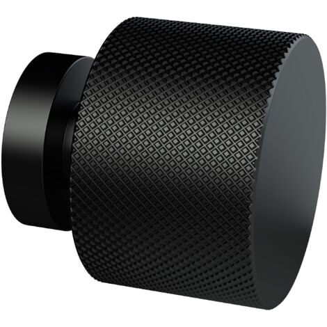 Knurled Indented Round Knob, 30mm - Matt Black
